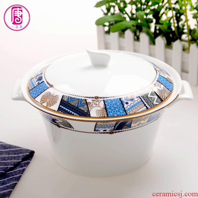 Yipin Tang Jiayong large ceramic crown product pot soup bowl European - style soup pot high - capacity tableware ceramics with cover bowls bowl