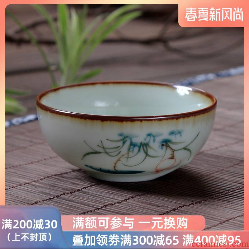 Palettes nameplates, hand - made teacup crack cup form a complete set of ceramic cups kung fu tea set sample tea cup under the glaze color celadon is large