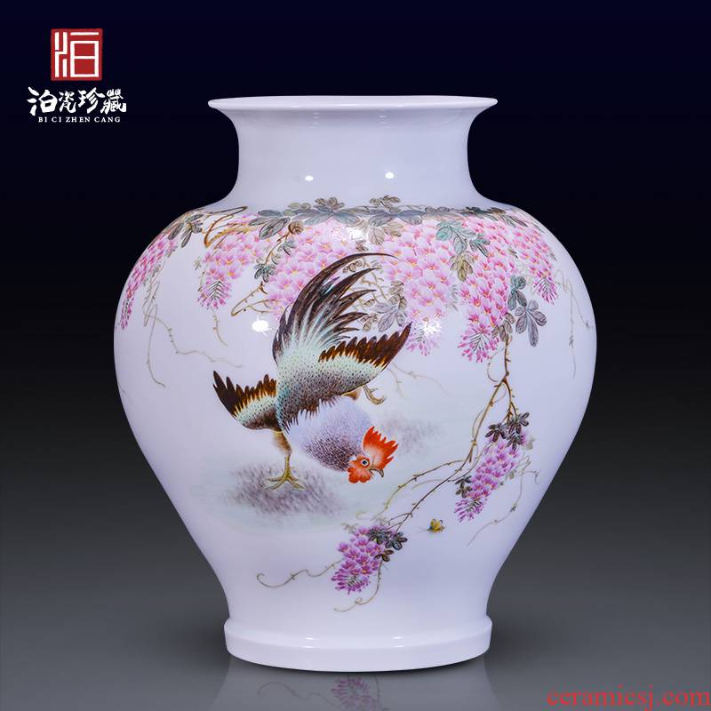 Jingdezhen ceramics hand - made pastel dried flower vase household living room home TV ark type adornment furnishing articles