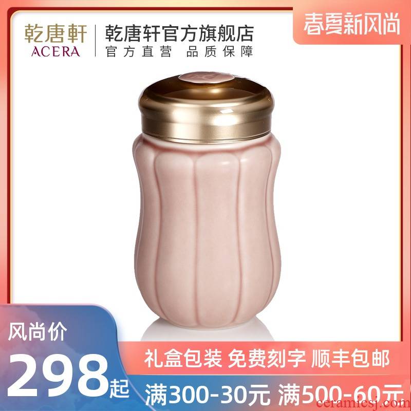 Dry Tang Xuan live porcelain pumpkin fairy travel cup with single layer ceramic cup with cover, lovely creative portable cup restoring ancient ways