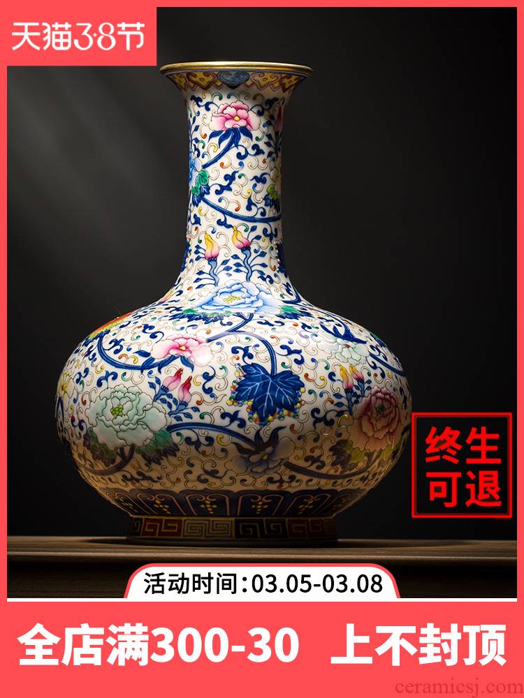 Ning hand - made antique vase seal up with jingdezhen ceramic bottle furnishing articles sitting room of new Chinese rich ancient frame of blue and white porcelain porcelain