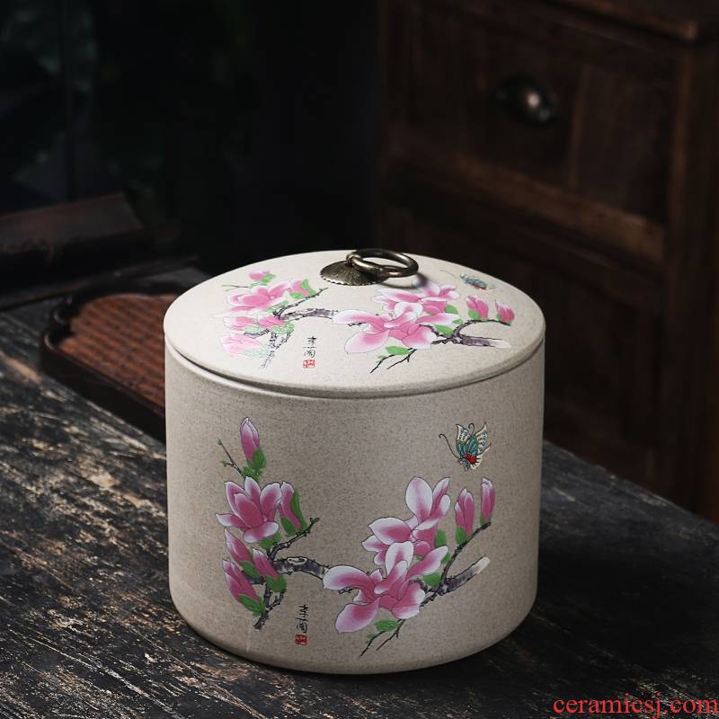 Receives caddy fixings ceramic seal pot small household portable storage medium storage tank Receives the tea box of tea set