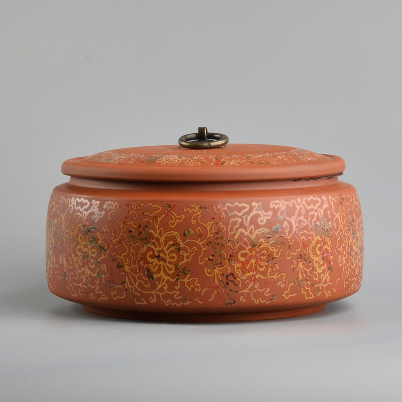 Violet arenaceous caddy fixings ceramic wake save tea cake jar airtight pot pu 'er tea custom China rhyme large box