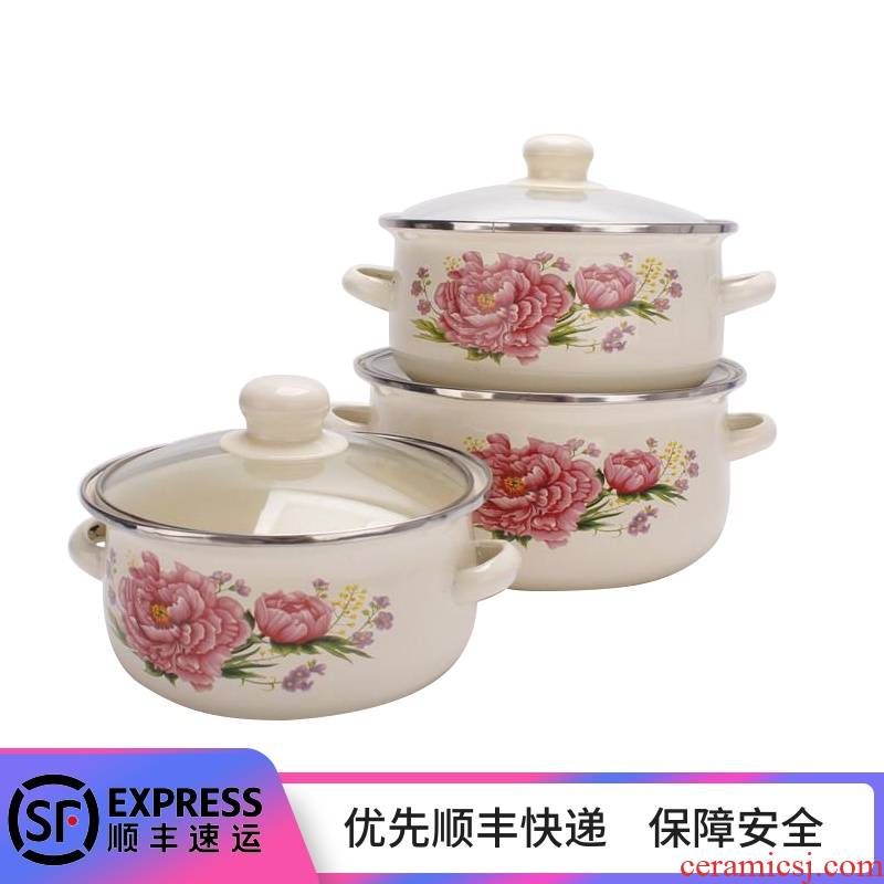 /enamel porcelain boiled rainbow such as bowl with freight insurance 】 【 16-20 cm practical three - piece can boil medicine/enamel soup bowl