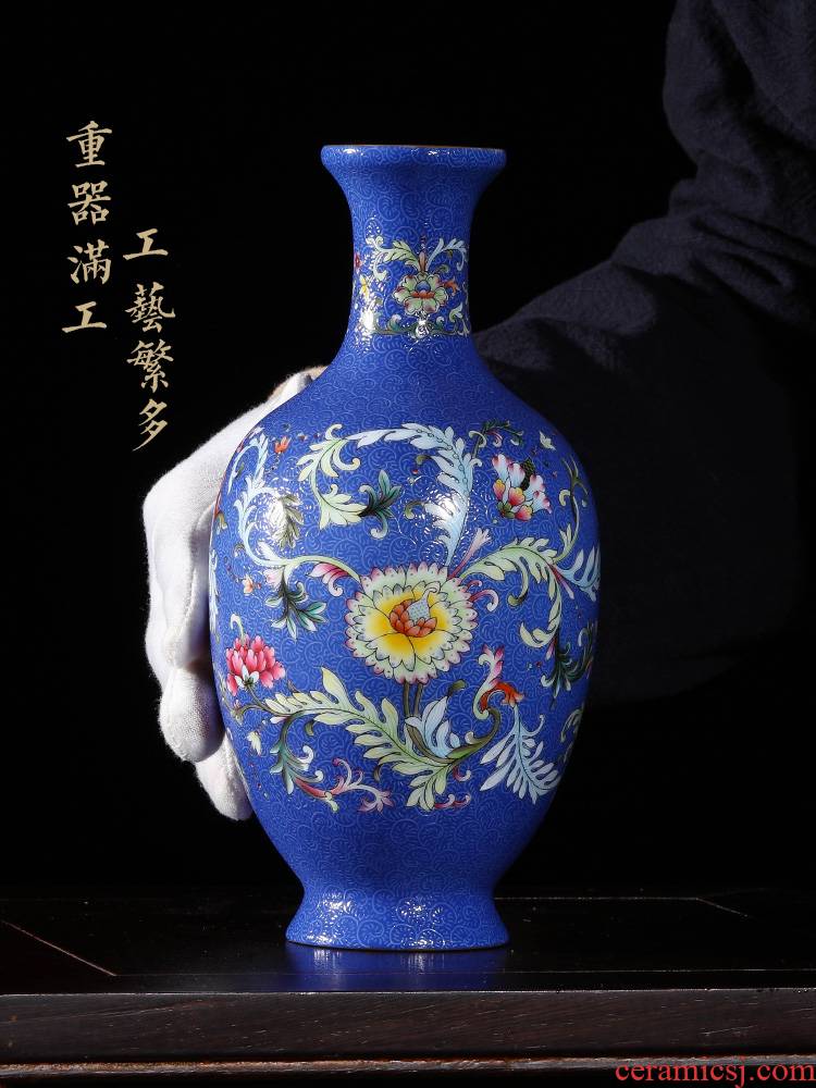 Jia lage jingdezhen ceramic YangShiQi the qing qianlong magnetic tyres and name the color blue icing on the cake goddess of mercy bottle