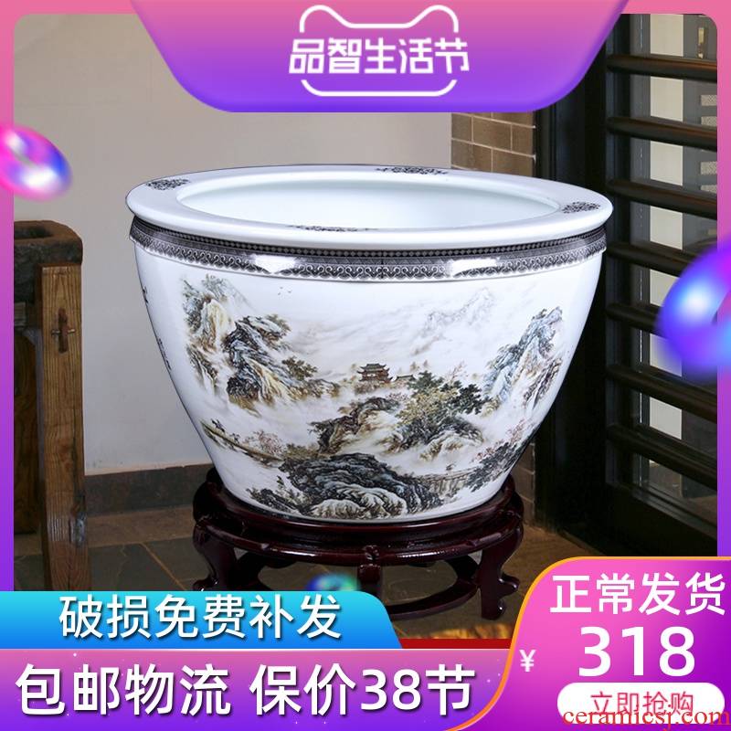 Jingdezhen ceramic tank sitting room be born daikin tank water lily courtyard aquarium aquarium painting and calligraphy cylinder