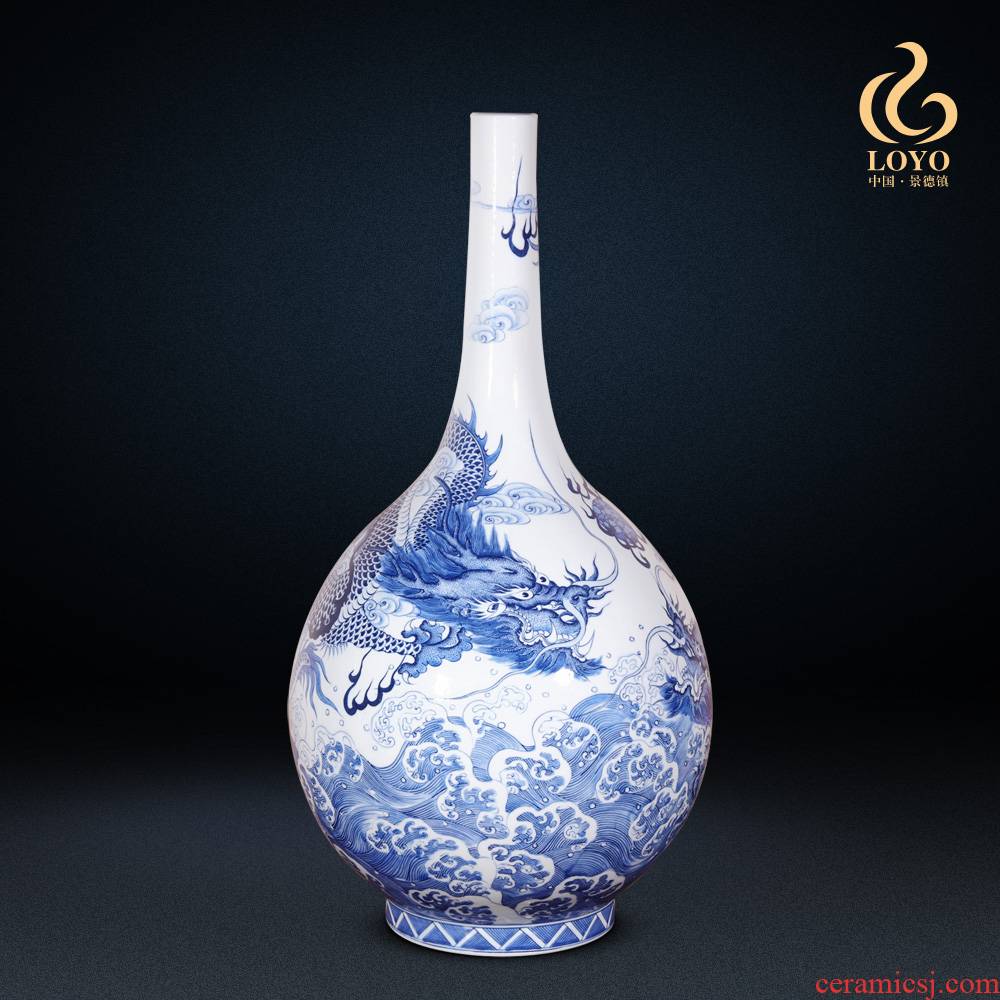 Jingdezhen ceramics hand - made of blue and white porcelain dragon gall bladder Chinese style classical home sitting room collect adornment furnishing articles