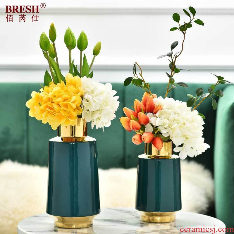 Light key-2 luxury decorative furnishing articles contracted sitting room TV cabinet vase ceramic household act the role ofing is tasted H1074 blackish green storage tank