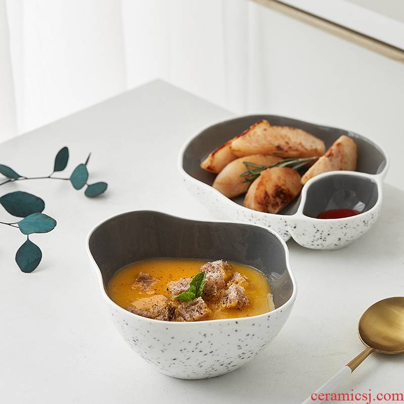 Nordic dumplings dribbling vinegar plate dish dish dish of household ceramics creative frame plate dumplings plate type