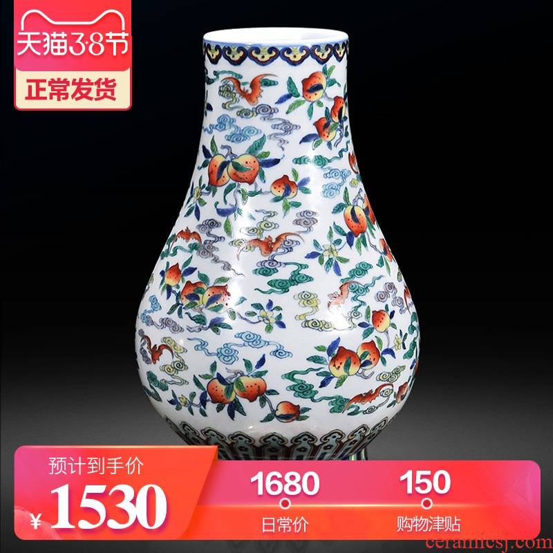 Jingdezhen ceramics imitation the qing yongzheng jubilee ShouFuLu Chinese bottle vase sitting room porch home furnishing articles