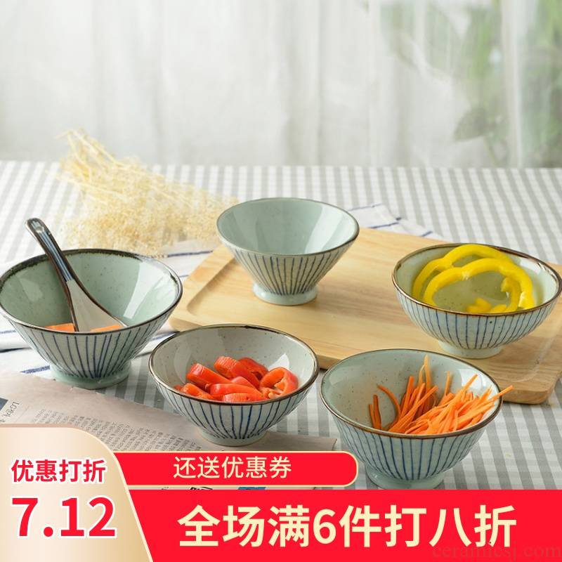 Three minutes of ceramic tableware stripe for individual soup bowl trumpet move household jobs creative horn bowl hat to bowl