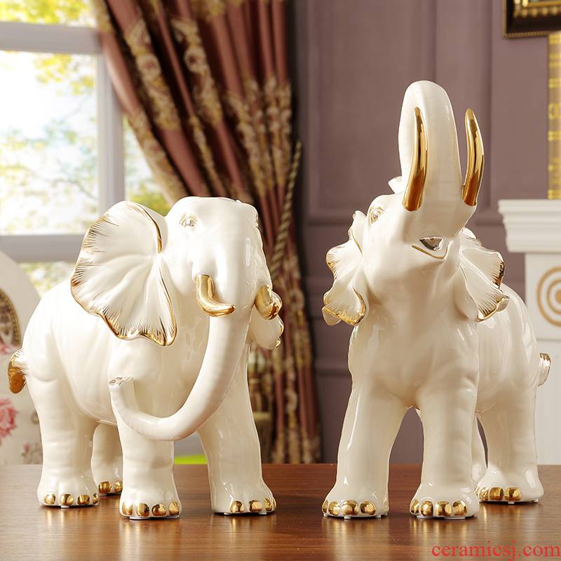 Key-2 Luxury European - style porch elephant furnishing articles large fortune sitting room TV ark, home decoration ceramic arts and crafts