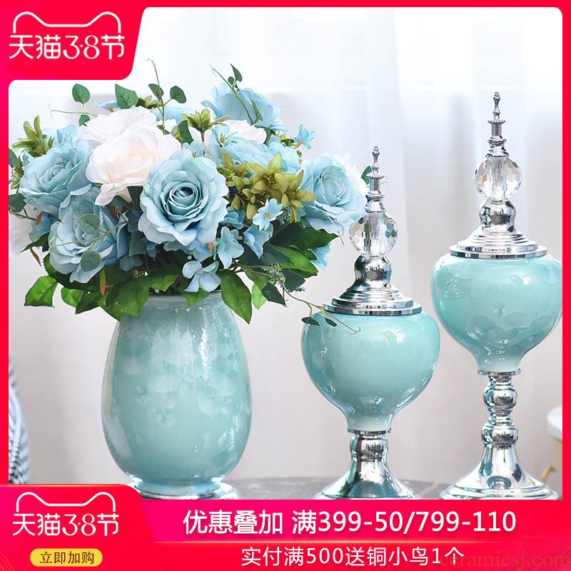European ceramic vase furnishing articles American living room TV ark, wine home porch soft adornment in the vase