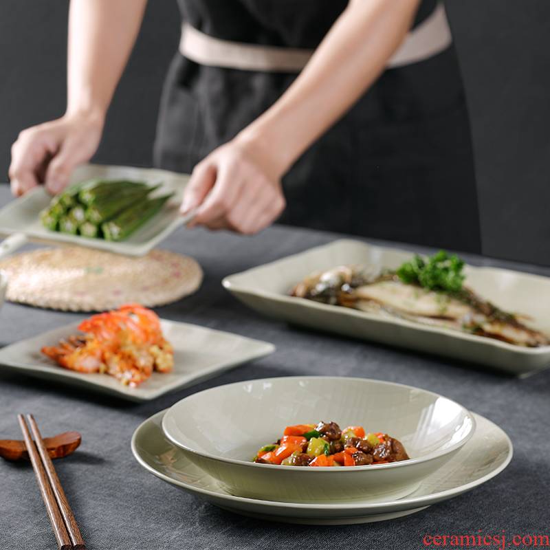 Shun auspicious ceramics Japanese dishes suit household contracted rice dish dish bowl chopsticks tableware miro celadon plate