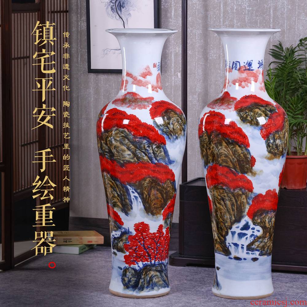 Jingdezhen ceramics hand - made ground vase furnishing articles large new Chinese style household living room TV cabinet decoration