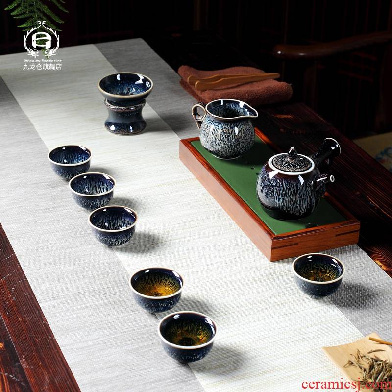DH jingdezhen kung fu tea set home built one variable temmoku glaze ceramic tea cup pot of masterpieces