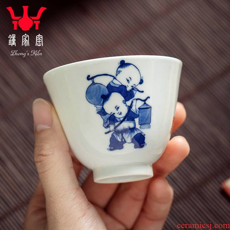 Clock home jingdezhen up noggin cup single master cup character firewood to kung fu tong qu personal tea