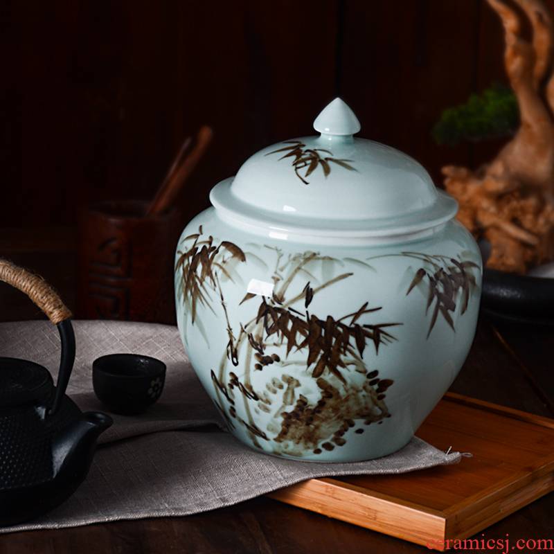 Jingdezhen hand - made ceramic tea pot home with cover seal POTS puer tea and tea furnishing articles warehouse storage tanks