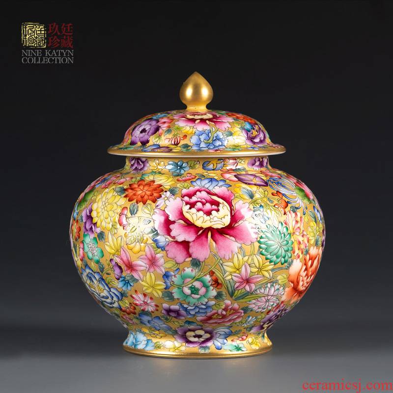 About Nine katyn checking ceramic tea pot hand - made jingdezhen tea accessories colored enamel small POTS flower storage tanks