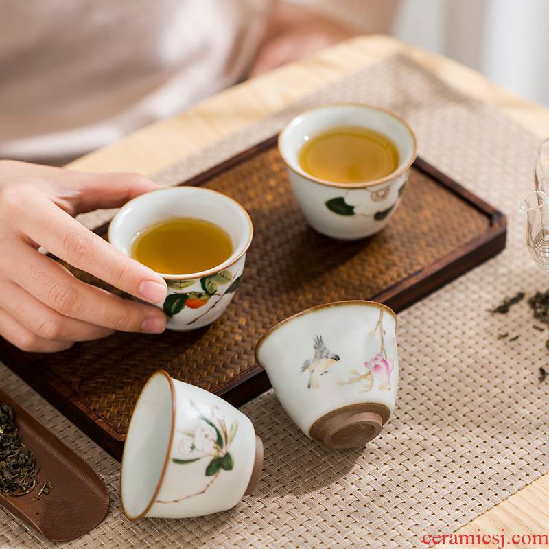 JingLan jingdezhen ceramic hand - made ru up market metrix single cup tea cups kung fu tea set personal cup small bowl