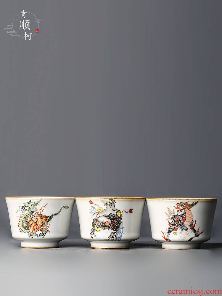 Jingdezhen hand - made teacup master cup single cup pure manual your up on high - end lucky sample tea cup and ceramic tea set