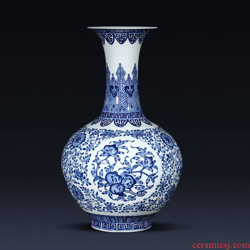 Jingdezhen ceramics imitation qianlong hand - made of blue and white porcelain vases, flower arranging place of the sitting room porch decoration of the new Chinese style