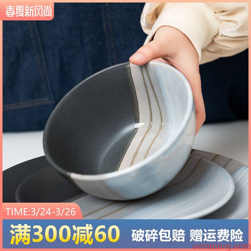 Ceramic bowl individual household European creative dessert bowl of steamed egg salad bowl of beef noodles in soup bowl bowl move export tableware