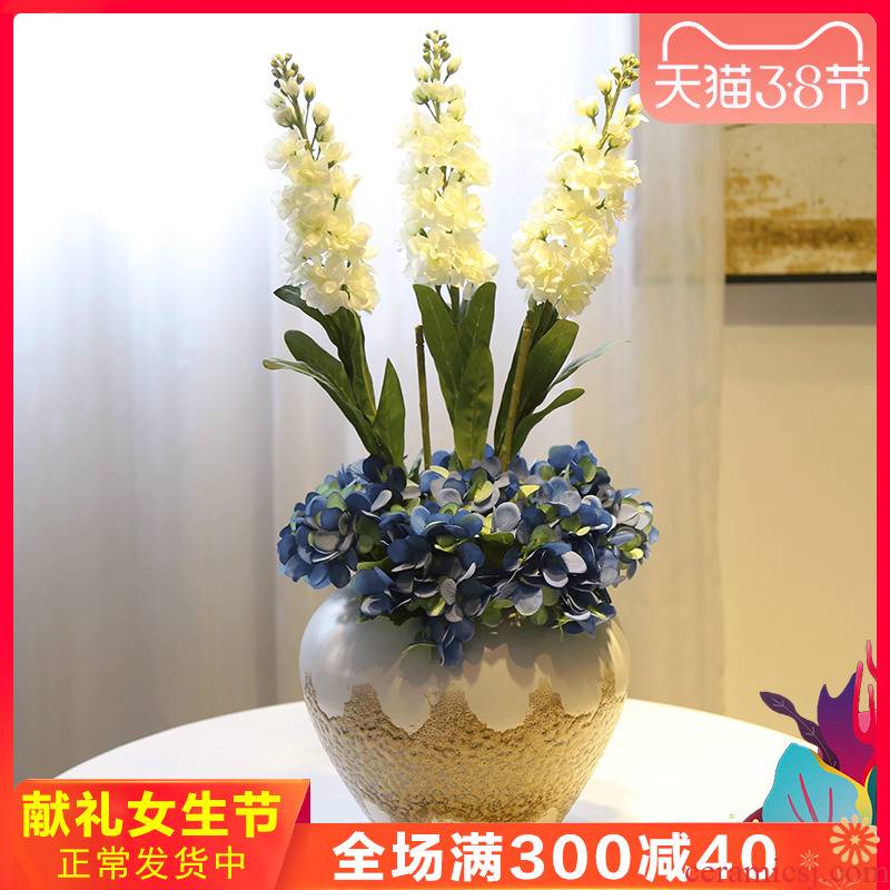 Jingdezhen ceramic creative place of the sitting room TV ark, wine field suit vase flower flower implement household decoration