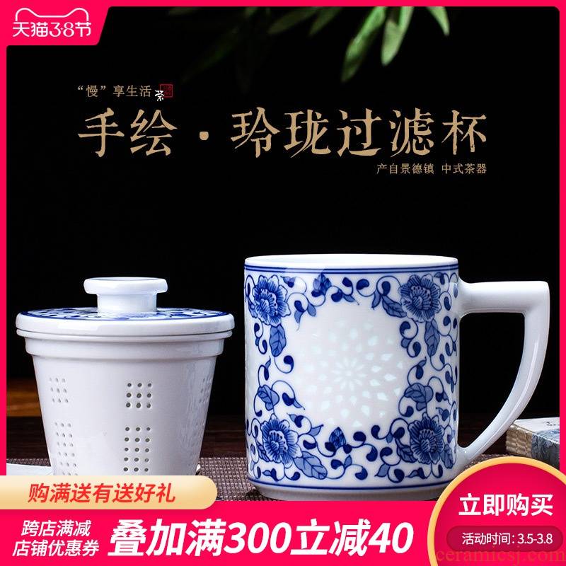 The Is rhyme of jingdezhen blue and white and exquisite glaze ceramic cup hand - made color tea cup work under the boss gift cup China cups