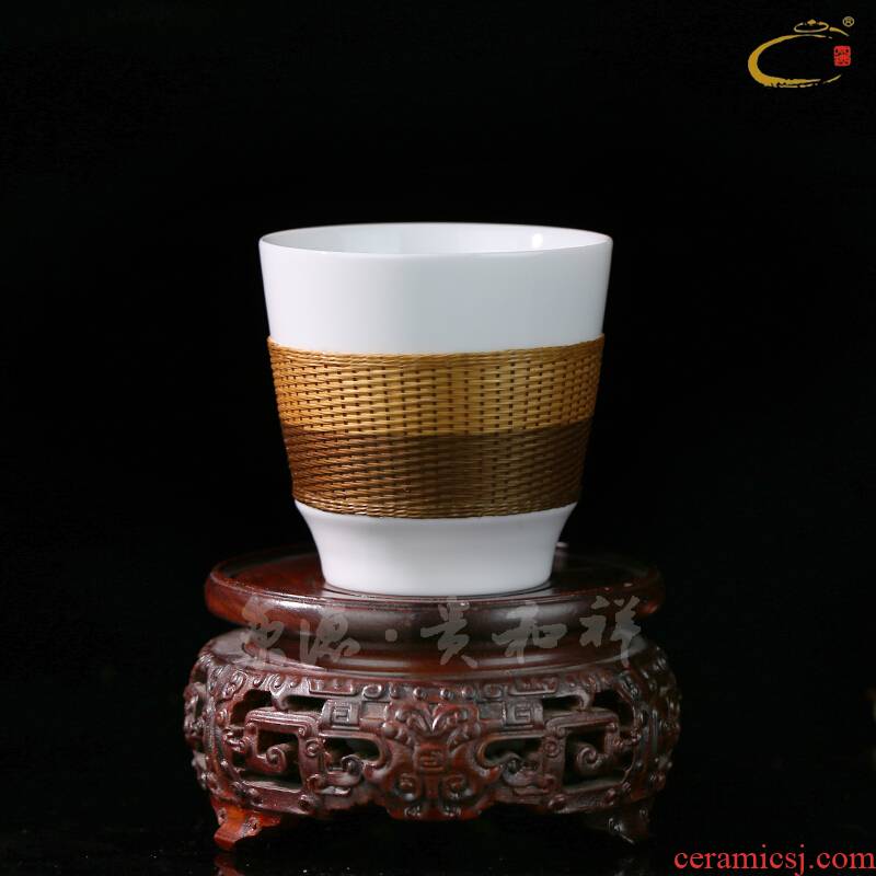 Girls, jing DE and auspicious bamboo states tea sets jingdezhen ceramic five lines of cup all hand high white porcelain teacup master
