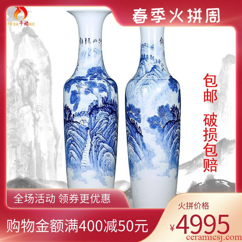 Jingdezhen ceramics high white glaze hand - made splendid sunvo home furnishing articles for the opening of large vase of blue and white porcelain