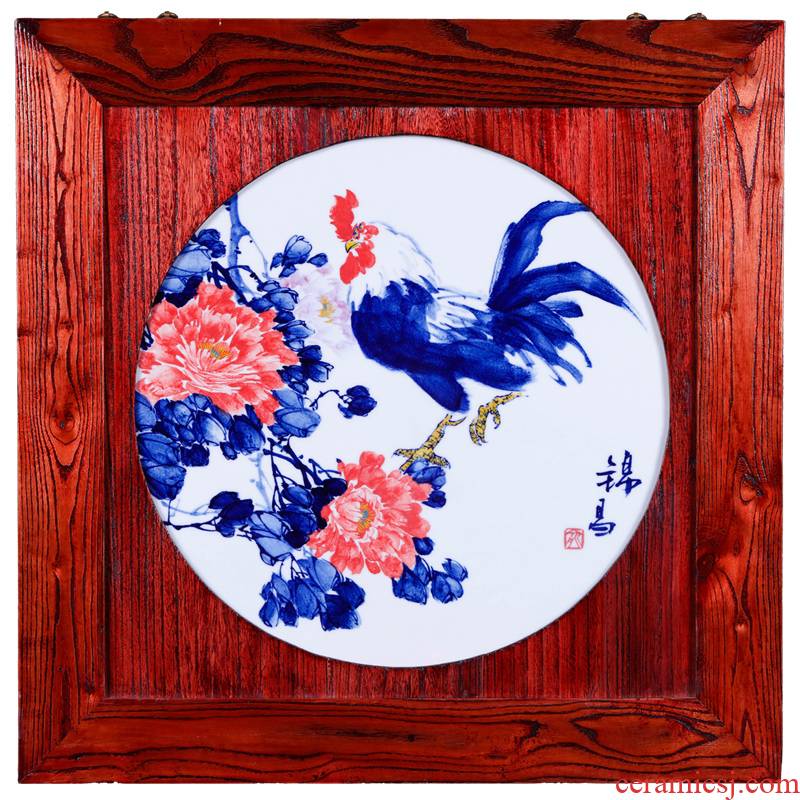 Offered home - cooked in jingdezhen porcelain furnishing articles hand - made of blue and white porcelain plate painting YuJinChang checking ceramic decoration painting collection