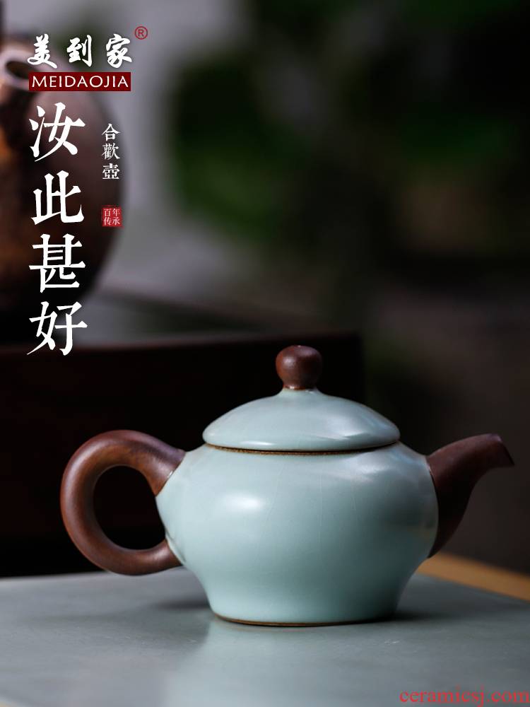 Beautiful home your up ceramic teapot single pot of ice to crack household pure manual hand pot of one little teapot with small restore ancient ways