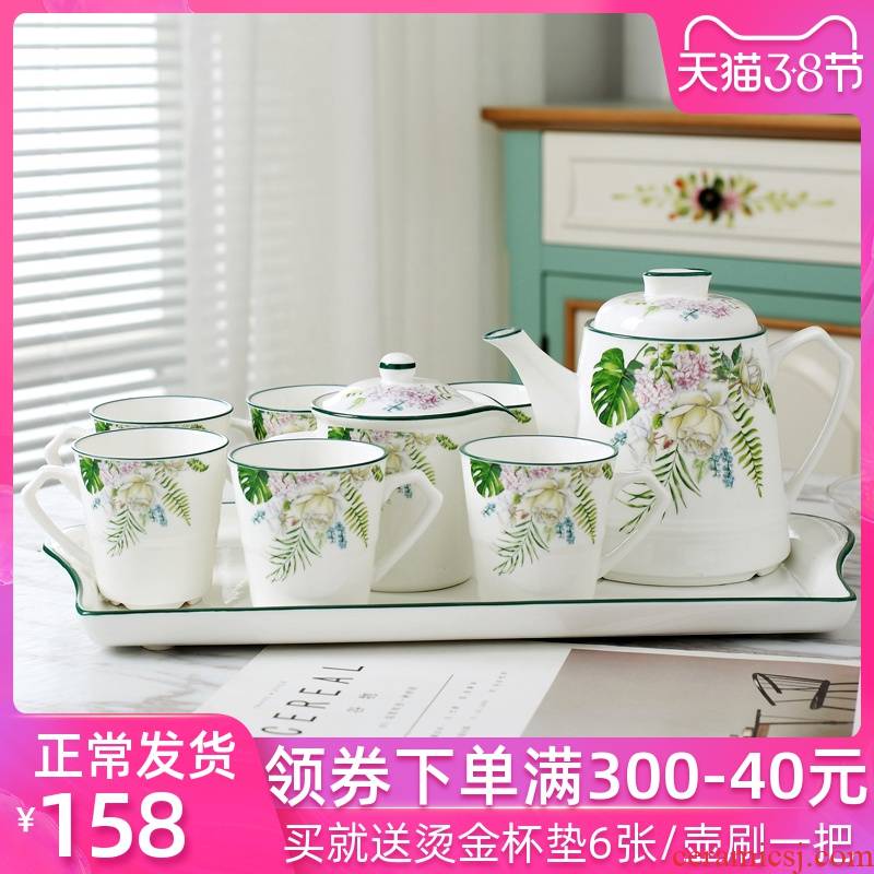 European ceramic tea cup home sitting room 6 only ultimately responds a cup of water set the teapot tea cups water in a suit