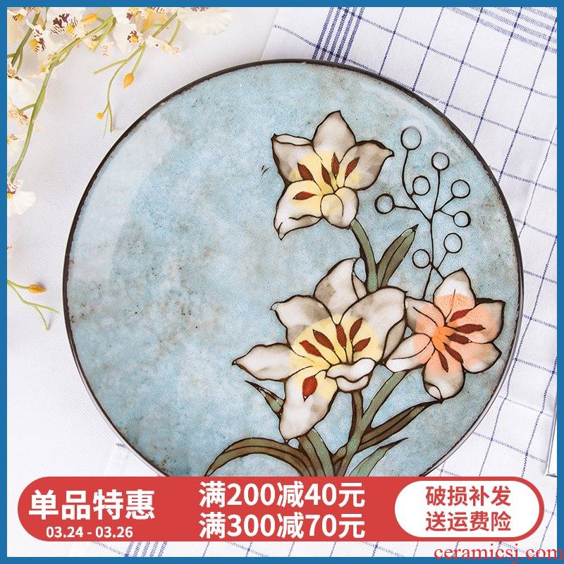 Disc yuquan 】 【 Korean hand - made steak snack Disc ceramic dish dish plate