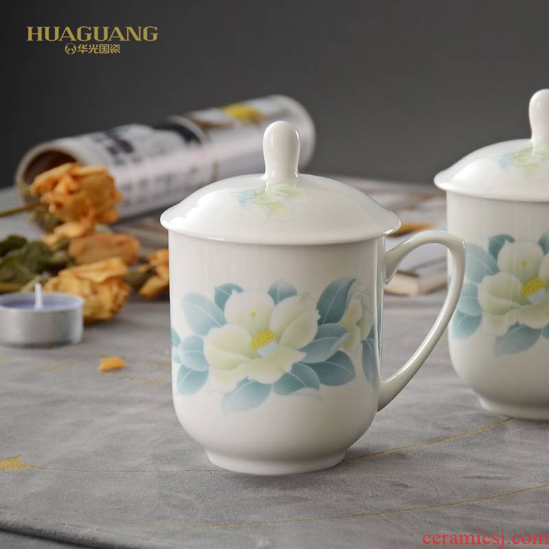 The porcelain The clear autumn expression of hua ceramic cup with cover office meeting cups porcelain cup cup lid cup by hand