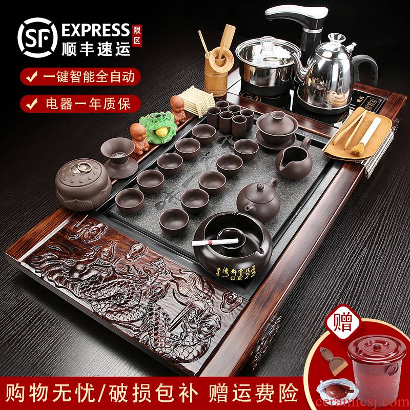 Porcelain tea tray # constant tea set purple home sitting room of a complete set of automatic water one kung fu tea tea table