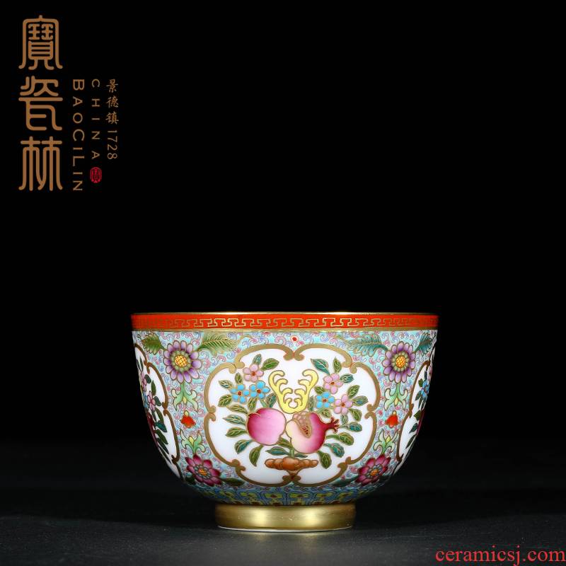 Treasure porcelain enamel color sanduo Lin wen CPU master cup single CPU kung fu tea cups
