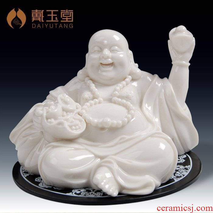 Yutang dai ceramic office desktop furnishing articles home sitting room adornment/silver piece smiling Buddha maitreya D21-01