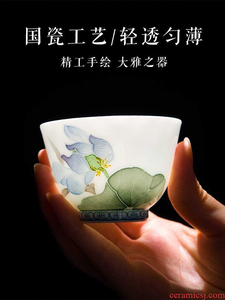 Thousands of checking the sample tea cup red up ceramic kung fu tea master cup personal cup "women 's singles cup high - end hand - made teacup