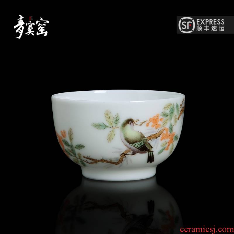 Up with jingdezhen ceramic green was kung fu tea cup bowl hand - made pastel master small single CPU individual sample tea cup