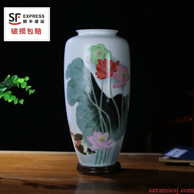 Under the liling porcelain glaze porcelain good remit multicolored sitting room place hand - made ceramic vase four flower yuanyang gifts can be customized
