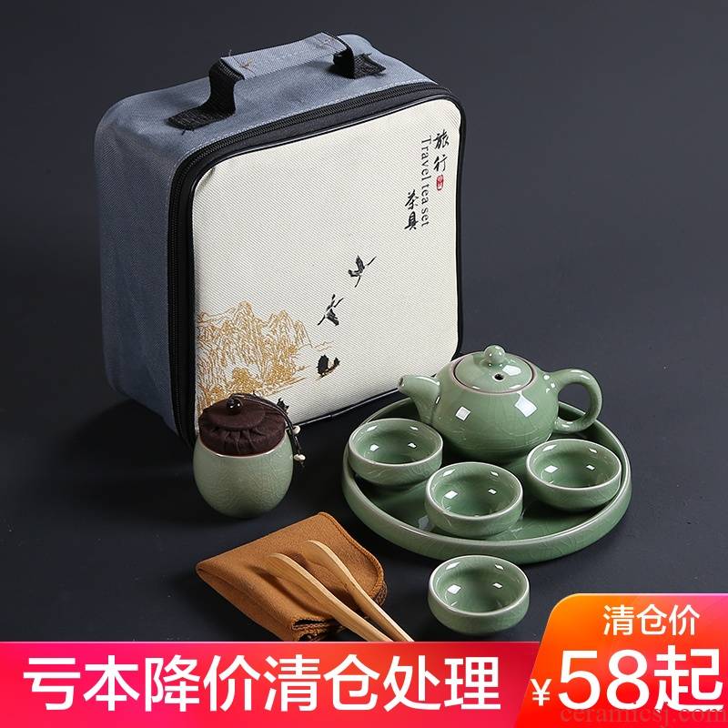 Hin reputation Japanese ceramics your up with a pot of four cups of portable is suing the car travel elder brother up with ceramic kung fu tea set