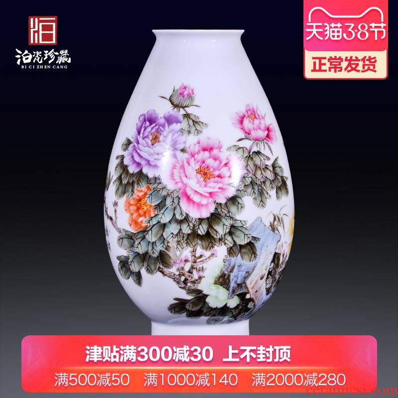 Jingdezhen ceramics hand - made pastel flowers decorative vase rich ancient frame of new Chinese style household furnishing articles sitting room collection