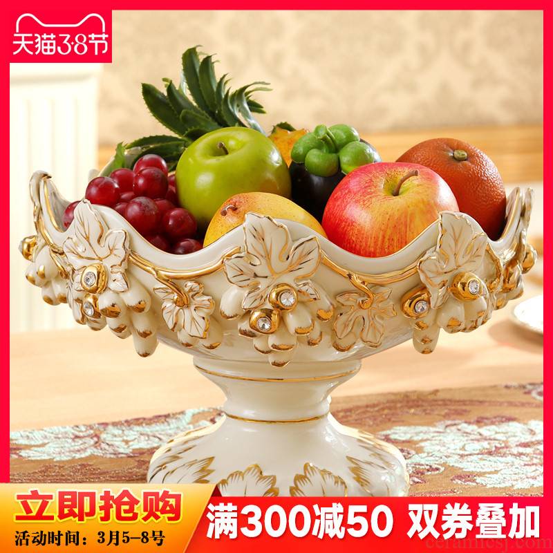 Gold key-2 luxury European - style compote creative modern ceramic fruit bowl sitting room home furnishing articles home decoration tea table