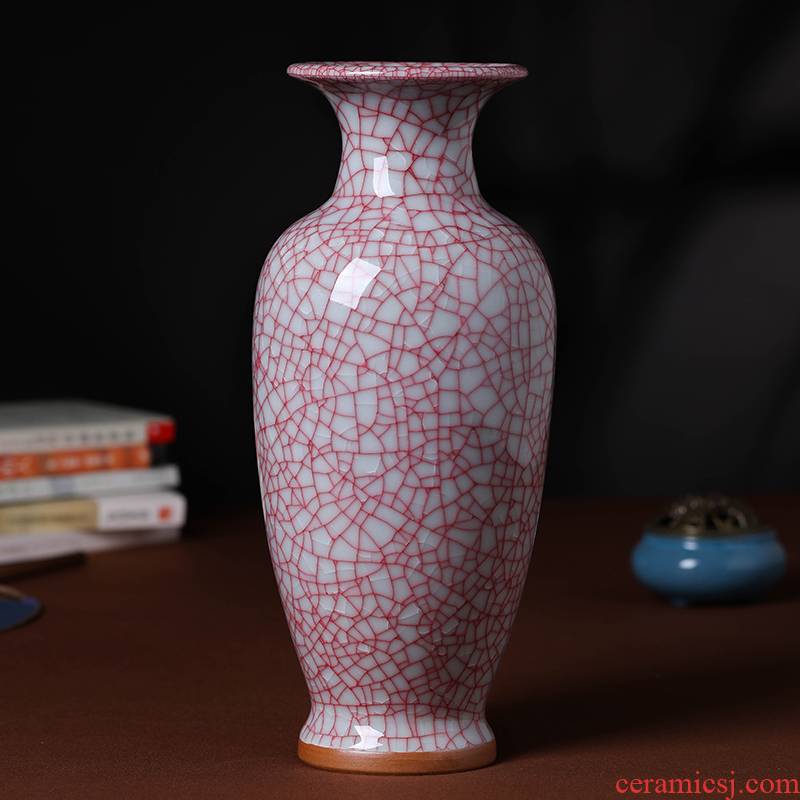 Jingdezhen ceramics green glaze cracks big flower vase antique vase creative home furnishing articles sitting room adornment