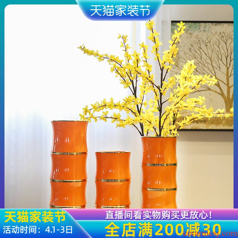 Jingdezhen new Chinese style between light and decoration vase continental example flower implement TV ark, household soft outfit furnishing articles flowers sitting room