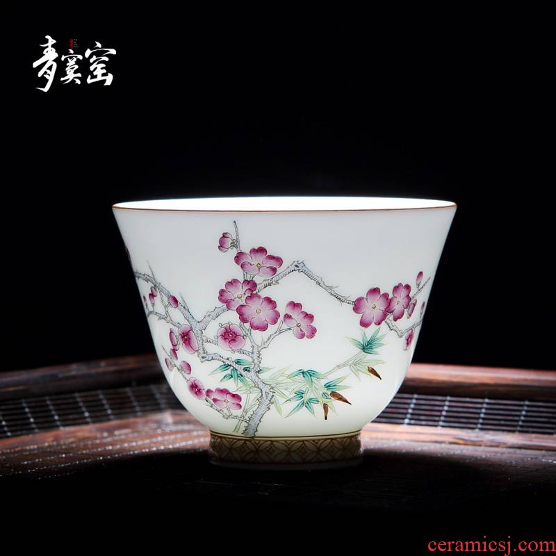 Up with green was single CPU getting jingdezhen ceramic tea set built one master cup pure manual sample tea cup cup home