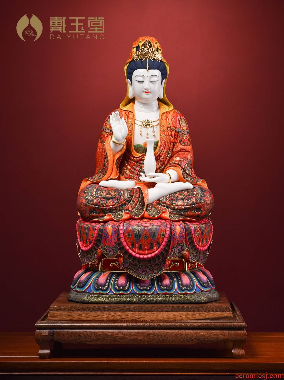 Yutang dai color ceramic consecrate Buddha furnishing articles jian - pin Lin 20 inches GuLian avalokitesvara