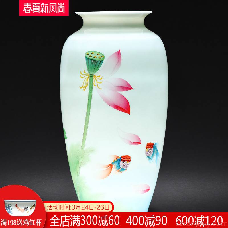 Jingdezhen ceramics famous hand - made vases furnishing articles sitting room TV ark, decoration of Chinese style household arranging flowers